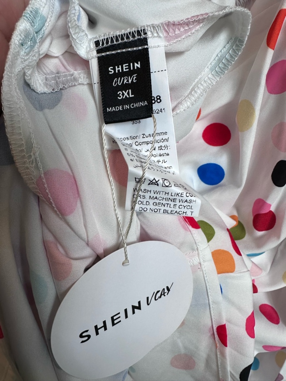 SHEIN White Mini Dress with Multicolor Polka Dots - Picture 6 of 7